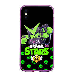 Чехол iPhone XS Max матовый Brawl stars 8-BIT, цвет: 3D-фиолетовый