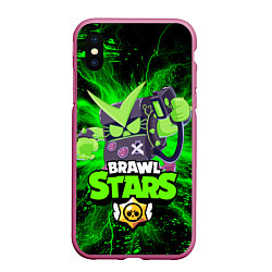 Чехол iPhone XS Max матовый Brawl stars 8-BIT, цвет: 3D-малиновый