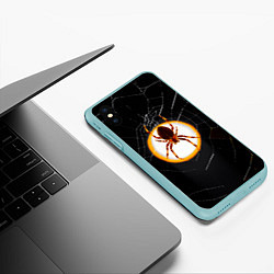 Чехол iPhone XS Max матовый Spider, цвет: 3D-мятный — фото 2