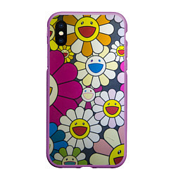 Чехол iPhone XS Max матовый Цветы Ромашки, цвет: 3D-фиолетовый