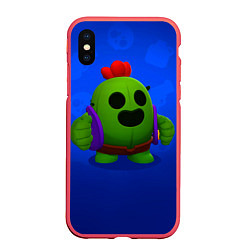 Чехол iPhone XS Max матовый BRAWL STARS, цвет: 3D-красный