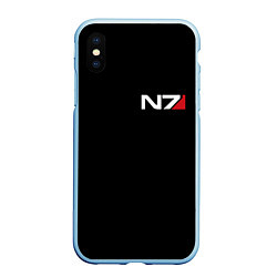 Чехол iPhone XS Max матовый MASS EFFECT N7, цвет: 3D-голубой