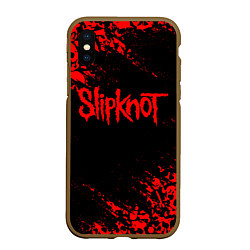 Чехол iPhone XS Max матовый SLIPKNOT, цвет: 3D-коричневый