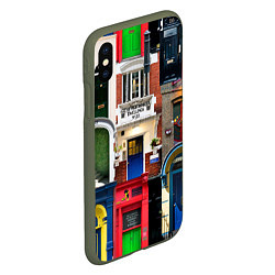 Чехол iPhone XS Max матовый London doors цифровой коллаж, цвет: 3D-темно-зеленый — фото 2