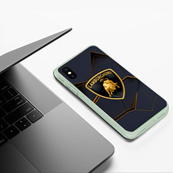 Чехол iPhone XS Max матовый Lamborghini, цвет: 3D-салатовый — фото 2