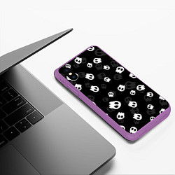 Чехол iPhone XS Max матовый НЕОНОВЫЕ ЧЕРЕПА, цвет: 3D-фиолетовый — фото 2
