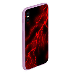 Чехол iPhone XS Max матовый МОЛНИЯ RED NEON, цвет: 3D-сиреневый — фото 2