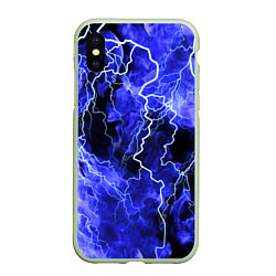 Чехол iPhone XS Max матовый МОЛНИЯ BLUE, цвет: 3D-салатовый