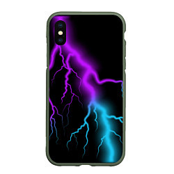 Чехол iPhone XS Max матовый МОЛНИЯ NEON, цвет: 3D-темно-зеленый