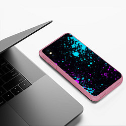 Чехол iPhone XS Max матовый БРЫЗГИ КРАСКИ NEON, цвет: 3D-малиновый — фото 2