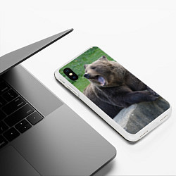 Чехол iPhone XS Max матовый Медведь, цвет: 3D-белый — фото 2