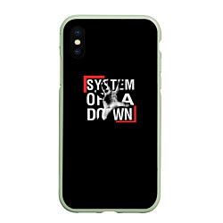 Чехол iPhone XS Max матовый System of a Down, цвет: 3D-салатовый