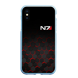 Чехол iPhone XS Max матовый MASS EFFECT N7, цвет: 3D-голубой