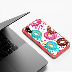 Чехол iPhone XS Max матовый Любитель пончиков, цвет: 3D-красный — фото 2