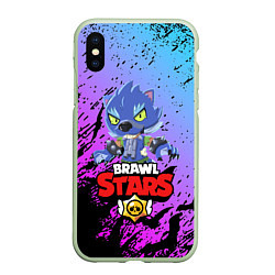 Чехол iPhone XS Max матовый BRAWL STARS WEREWOLF LEON, цвет: 3D-салатовый