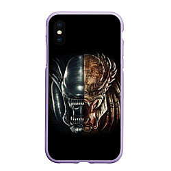 Чехол iPhone XS Max матовый PREDATOR, цвет: 3D-светло-сиреневый