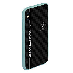 Чехол iPhone XS Max матовый Mercedes Carbon, цвет: 3D-мятный — фото 2