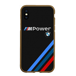 Чехол iPhone XS Max матовый BMW POWER CARBON, цвет: 3D-коричневый