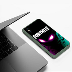 Чехол iPhone XS Max матовый FORTNITE, цвет: 3D-темно-зеленый — фото 2