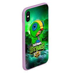 Чехол iPhone XS Max матовый Space Leon Brawl Stars, цвет: 3D-сиреневый — фото 2