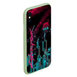 Чехол iPhone XS Max матовый CYBERPUNK, цвет: 3D-салатовый — фото 2