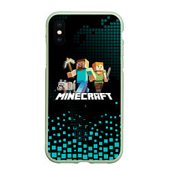 Чехол iPhone XS Max матовый Minecraft, цвет: 3D-салатовый