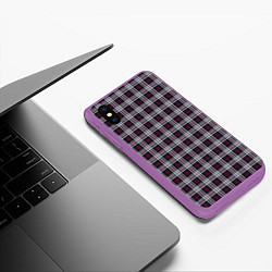 Чехол iPhone XS Max матовый Классические в клеточку, цвет: 3D-фиолетовый — фото 2