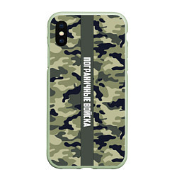 Чехол iPhone XS Max матовый Пограничные Войска камуфляж, цвет: 3D-салатовый
