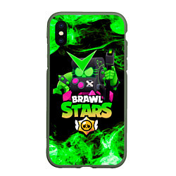 Чехол iPhone XS Max матовый Brawl Stars Virus 8-Bit, цвет: 3D-темно-зеленый