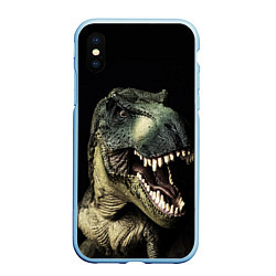 Чехол iPhone XS Max матовый Динозавр T-Rex, цвет: 3D-голубой