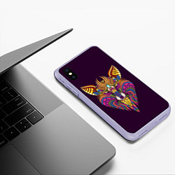 Чехол iPhone XS Max матовый Волшебная лиса, цвет: 3D-светло-сиреневый — фото 2