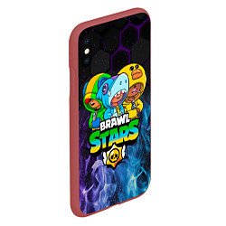 Чехол iPhone XS Max матовый Brawl Stars Leon Trio, цвет: 3D-красный — фото 2