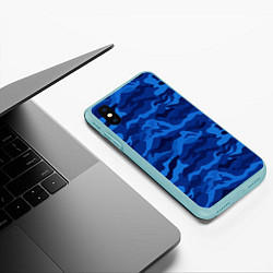 Чехол iPhone XS Max матовый СИНИЙ КАМУФЛЯЖ, цвет: 3D-мятный — фото 2