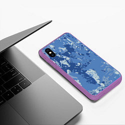 Чехол iPhone XS Max матовый КАМУФЛЯЖ BLUE, цвет: 3D-фиолетовый — фото 2