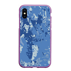 Чехол iPhone XS Max матовый КАМУФЛЯЖ BLUE, цвет: 3D-фиолетовый
