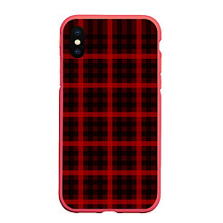Чехол iPhone XS Max матовый Шотландка, цвет: 3D-красный