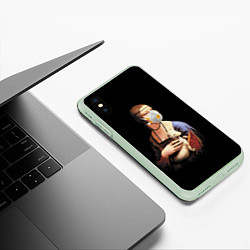 Чехол iPhone XS Max матовый Чечилия Галлерани - дама с горностаем, цвет: 3D-салатовый — фото 2