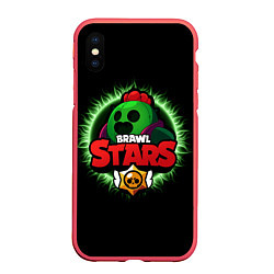 Чехол iPhone XS Max матовый Brawl Stars Spike, цвет: 3D-красный