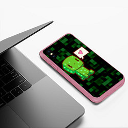 Чехол iPhone XS Max матовый Minecraft Creeper, цвет: 3D-малиновый — фото 2