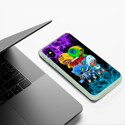 Чехол iPhone XS Max матовый Brawl Stars Leon Quattro, цвет: 3D-салатовый — фото 2