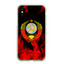 Чехол iPhone XS Max матовый СССР, цвет: 3D-салатовый