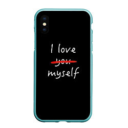 Чехол iPhone XS Max матовый I Love myself, цвет: 3D-мятный