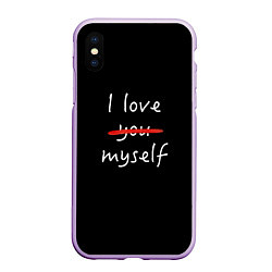 Чехол iPhone XS Max матовый I Love myself, цвет: 3D-сиреневый