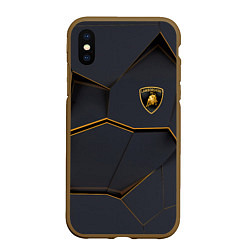 Чехол iPhone XS Max матовый LAMBORGHINI, цвет: 3D-коричневый