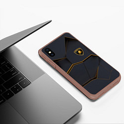 Чехол iPhone XS Max матовый LAMBORGHINI, цвет: 3D-коричневый — фото 2