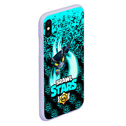 Чехол iPhone XS Max матовый Brawl stars mecha crow, цвет: 3D-светло-сиреневый — фото 2