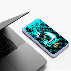 Чехол iPhone XS Max матовый Brawl stars mecha crow, цвет: 3D-светло-сиреневый — фото 2