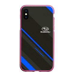 Чехол iPhone XS Max матовый SUBARU, цвет: 3D-малиновый