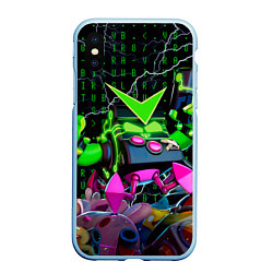 Чехол iPhone XS Max матовый Brawl Stars Virus 8-Bit, цвет: 3D-голубой