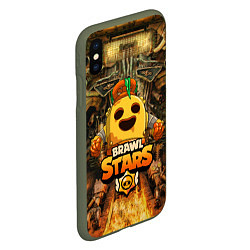 Чехол iPhone XS Max матовый Brawl Stars Robot Spike, цвет: 3D-темно-зеленый — фото 2